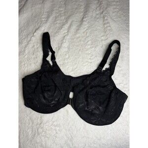 Glamorise Women's Front Closure Lace Bra #9245, Black, 48C NWOT